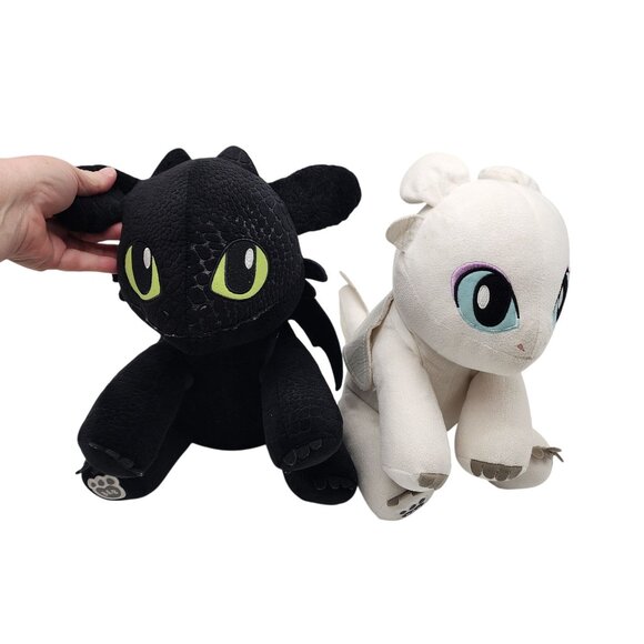 How To Train Your Dragon Toothless & Light Fury Plush Set By Build-A-Bear - Picture 1 of 7